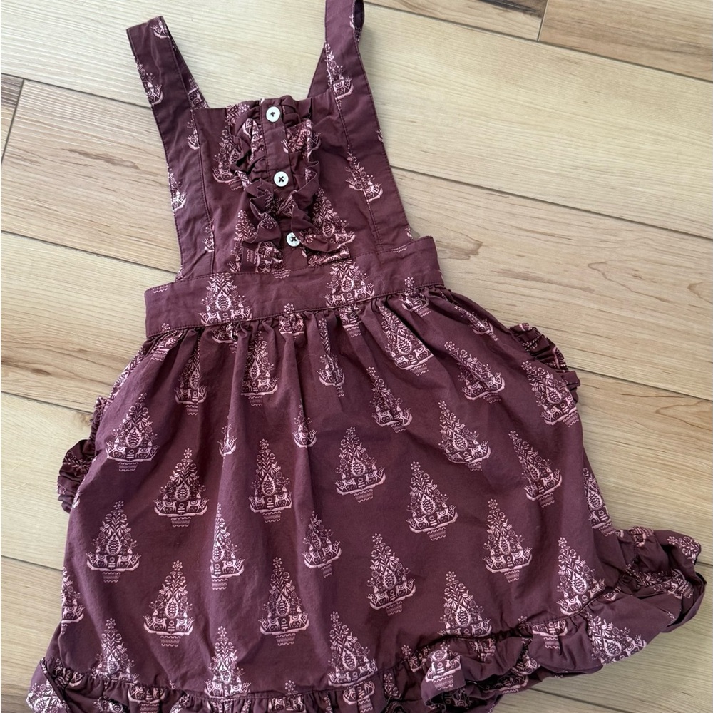 Brown Ruffled Pinafore Dress